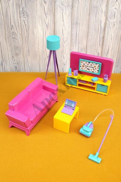 Apexma Eğlenceli Linda'nın Oturma Odası - Oyuncak Oturma Odası Aksesuar Seti