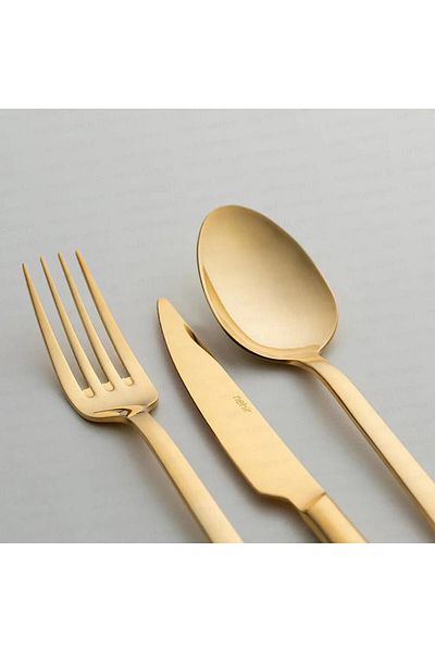 Nehir dalyan titanium gold 60 piece cutlery set 12 seater titanium gold