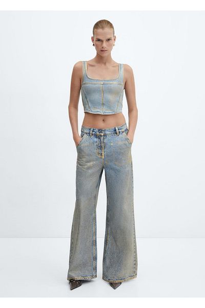 MANGO Woman Bluză din denim din folie