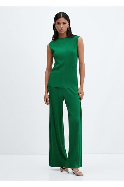 MANGO Woman Plissierte ärmellose Bluse