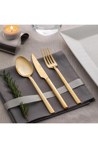 Nehir dalyan titanium gold 60 piece cutlery set 12 seater titanium gold