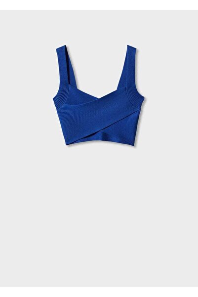 MANGO Woman Πλεκτή μπλούζα περιτυλίγματος