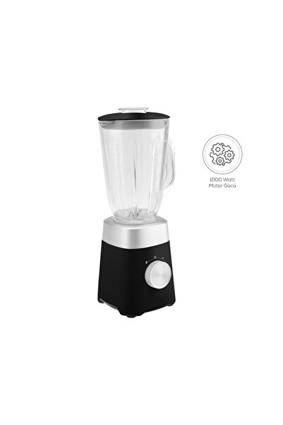 teknotrust Paslanmaz Çelik Bıçaklar ile Buz Kırıcı 1,5 Lt Cam Sürahili Smoothie Blender Siyah