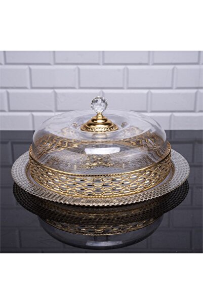 USTAOGLUHOME MİKA KAPAKLI CAM SUNUMLUKLU KEK FANUS