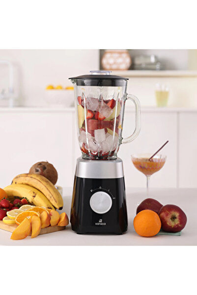 teknotrust Paslanmaz Çelik Bıçaklar ile Buz Kırıcı 1,5 Lt Cam Sürahili Smoothie Blender Siyah