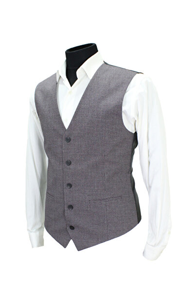 MENTOR REGALO Men's Vest V-Neck Claret Red Patterned 50613