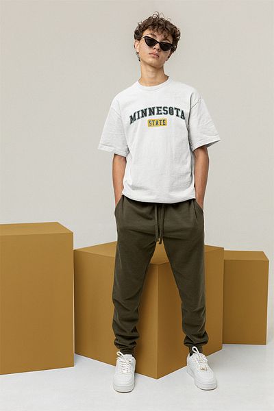 ADABEBEK Gold Minnesota Patterned Men's T-Shirt