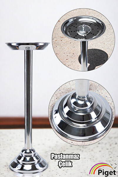 PİGET Paslanmaz Çelik Dış Mekan Ayaklı Küllük, Sağlam Çelik Konik Tabanlı Metal Ayaklı Kül Tablası
