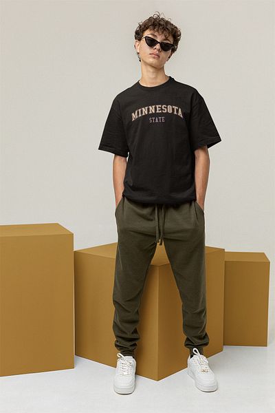 ADABEBEK Ανδρικό μπλουζάκι Oversize με σχέδιο Μινεσότα