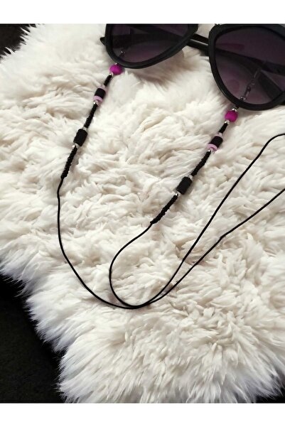 nasclaycollection حزام النظارات فيمو الخرز الأسود