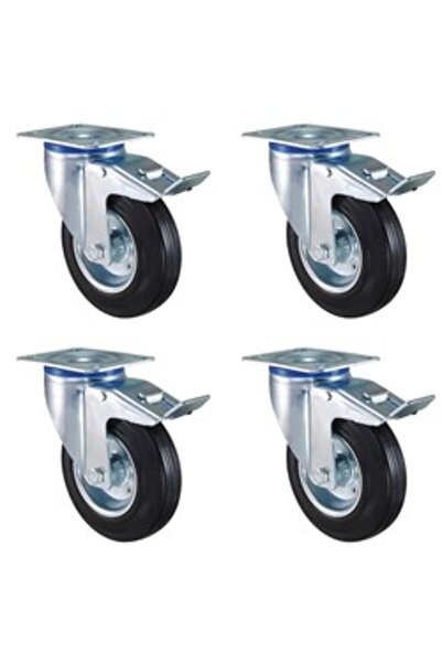 Kama Kauçuk Dolgu Lastik Sanayi Tekeri 4'lü Frenli Tekerlek - 150 mm Çap