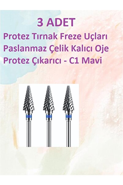 Helios 3 adet Protez Tırnak Freze Uçları Paslanmaz Çelik Kalıcı Oje Protez Çı...