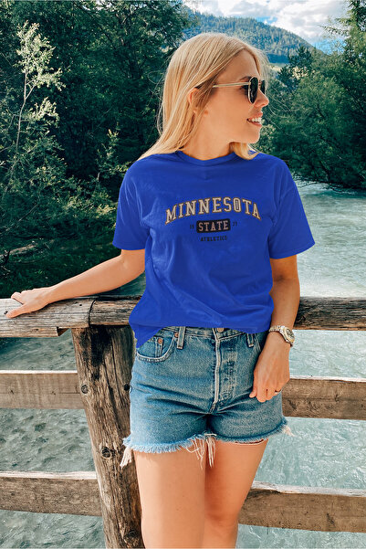 ADABEBEK تي شيرت نسائي بنمط مينيسوتا