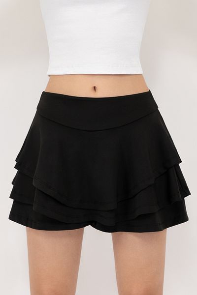 Soyo Women's Black Scuba Flowing Shorts Skirt