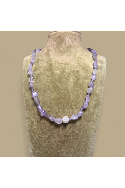 Lavender Ametist Doğal Taş Tasarım Kolye