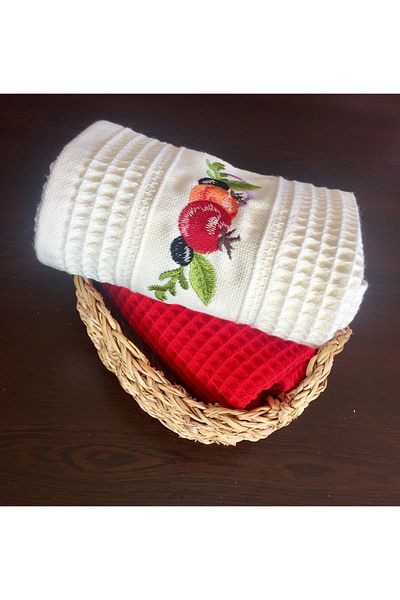 BULTEKS Комплект кухненски кърпи с бродерия от домати, 45x65, 2 броя