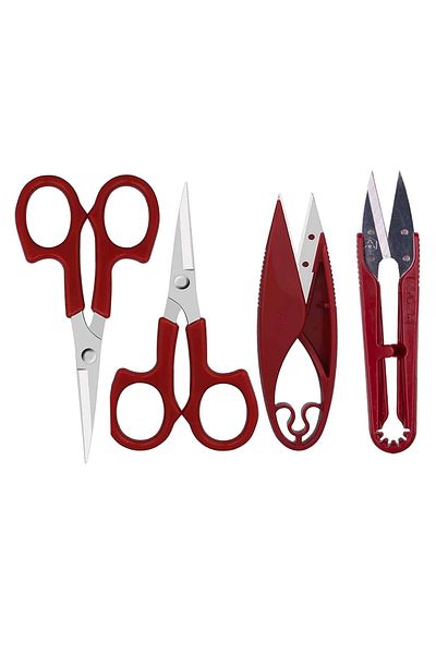 hodbehod Flat Tip Curved Tip Finger Thread Cleaning Scissors Embroidery Scissors Set of 4