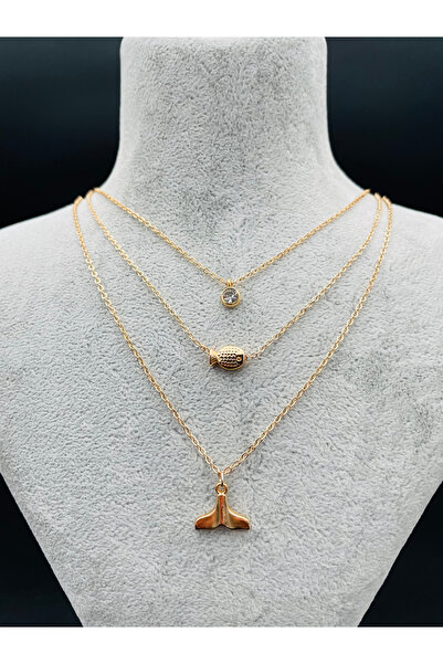 FarkStore Balık Figürlü Zirkon Taş Detay Çoklu Kadın Kolye