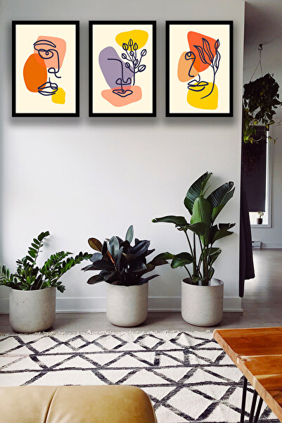 Nod 3 Piece Frame-Looking Stylish Boho Painting Model, Living Room, Hall, Off...