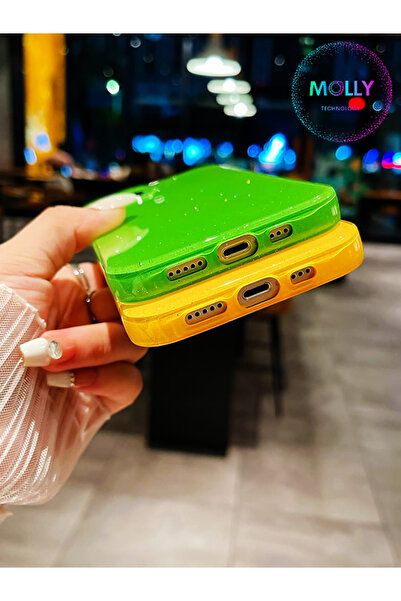 Molly iPhone 13 İçin Sienna Berry Simli Parlak Silikon Kılıf