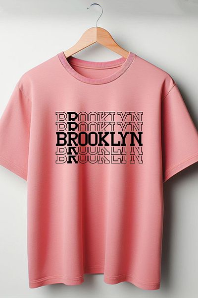 Vordevia Μπλουζάκι Brooklyn με στάμπα ροζ Oversize Crew Neck