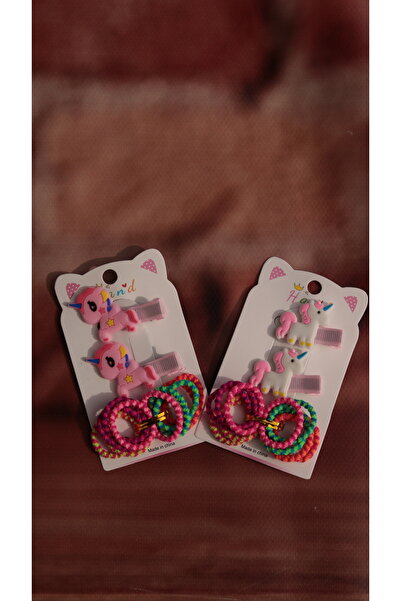 MİNAHOBİ Set de catarame cu cleme Uniconn Kids - 2 piese colorate si elastice