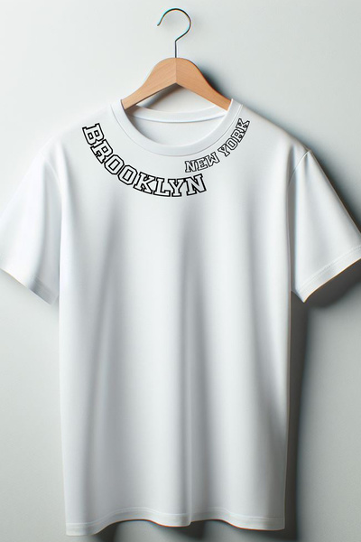 Vordevia Tricou alb oversize cu decolteu cu guler tip Brooklyn New York