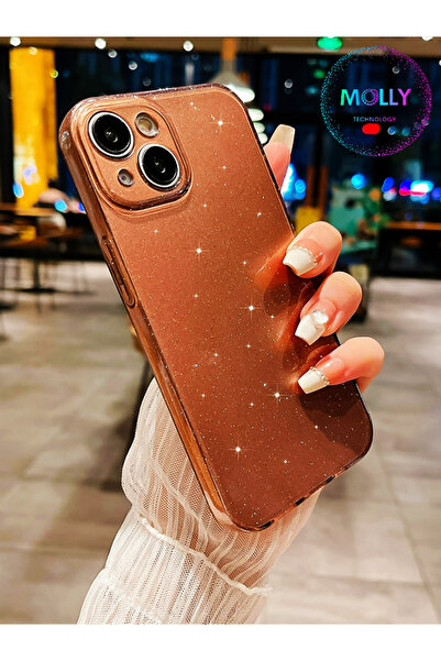Molly iPhone 13 İçin Sienna Berry Simli Parlak Silikon Kılıf