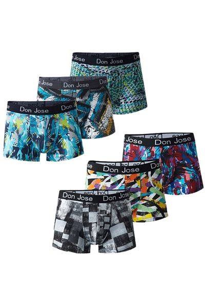 josejuan Set boxer pentru bărbați de 6 - imprimat și lycra de bumbac 54502