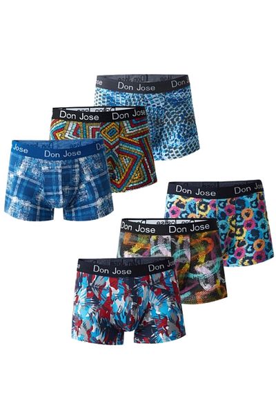 josejuan Set boxer pentru bărbați de 6 - imprimat și lycra de bumbac 54502