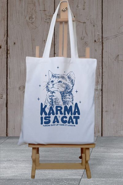 Cemira Taylor Swift Karma este o pisică - Geantă groasă de pânză