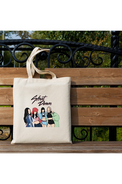 Cemira Negru Roz Închidere Blackpink Tote Bag Geantă din pânză