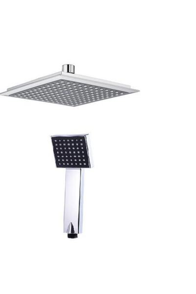 ZEK BANYO Kare Tepe Duş Başlığı Ve El Duşu Krom Duş Başlığı Siyah Renk Banyo ...