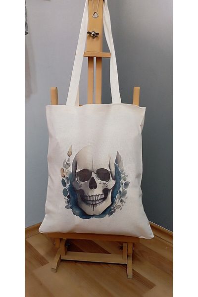 Cemira Skull Design - Skull Black Unique Art Tote Bag Geantă de stofa
