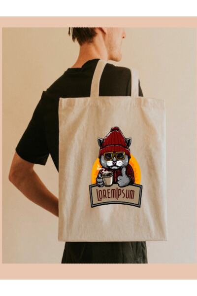 Cemira Lorem Ipsum Designed Tote Bag Geantă de stofa