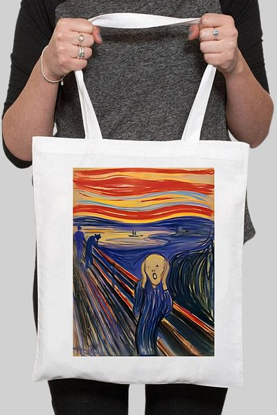 Cemira Edvard Munch Scream Scream Χοντρό αδιάβροχο υφασμάτινο τσαντάκι τσάντα ώμου καμβά