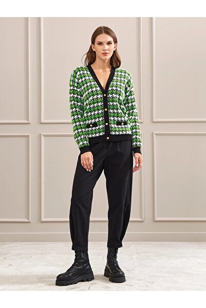 Unique SERAP ESER - UNIQUE PİEDEPUL DESENLİ TRİKO HIRKA