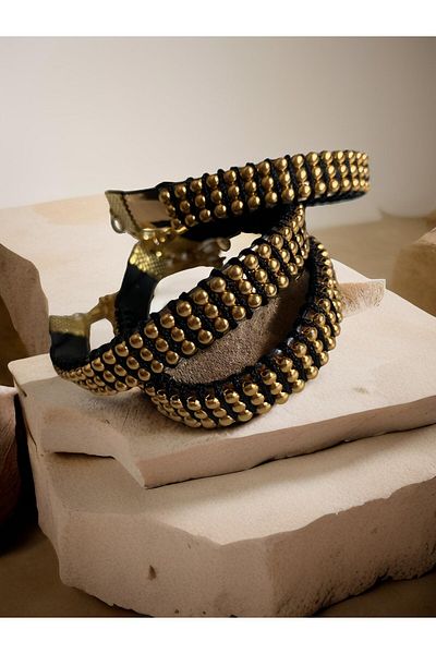 Rednose Three Pieces Bracelet Gold Spheres with Crystal Stones