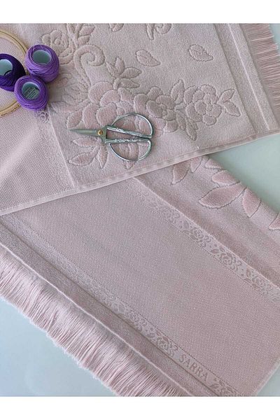 sarra ΣΕΤ 2 ΠΕΤΣΕΤ SARRA ETAMIN FRINGED (30x50-50x90 cm) - ΠΟΥΔΡΑ