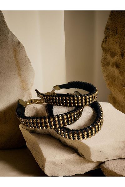 Rednose Three Pieces Bracelet Gold Spheres with Crystal Stones