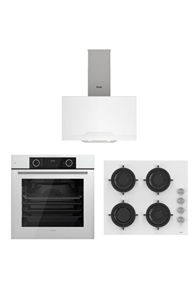 Ferre Fryart Beyaz Set ( D064 Beyaz Davlumbaz -CS206 Beyaz Ocak- XE63CB Fryart Beyaz Fırın)