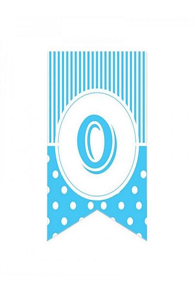 Kazanabil BLUE COLORED POINTED FLAM FLAG LETTERS O LETTER