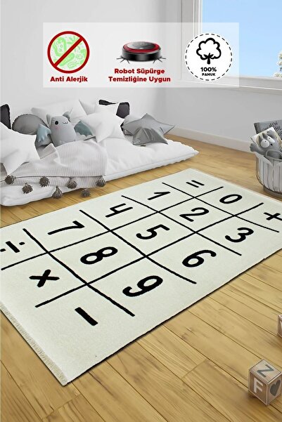 Valery Home Vl Çift Taraf Yıkanabilir Kaymaz Taban Sayı Temalı Siyah&beyaz De...