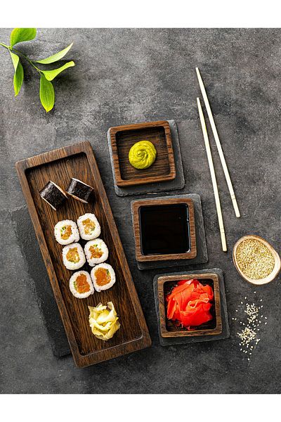 Esci Design Wooden Breakfast Presentation - Sushi Presentation - Breakfast Plate - Wooden Presentation Plate - Wooden Breakfast