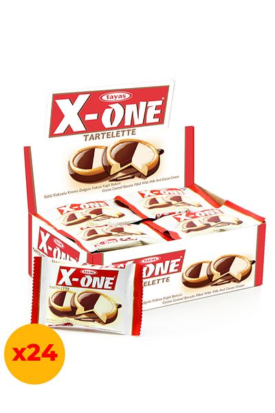 TAYAŞ Tayaş X-One - بسكويت مغطى بالكاكاو الحليبي 20 جرام، كريمة محشوة - 24 علبة