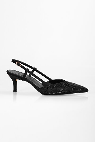 Shoeberry Dámské růžové černé saténové kamenné jehly