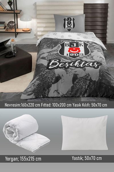 Taç Beşiktaş Kartal Σετ 5 τεμαχίων - Beşiktaş Μονό Βαμβακερό Σετ ύπνου