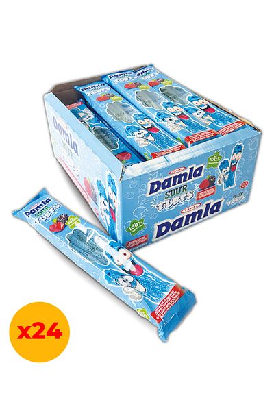 TAYAŞ Damla Sour Tubes - Licorice Raspberry Blackberry Gel Sugar Bag 30Gr X 24 Pieces Box