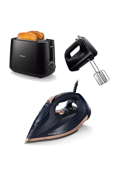 Philips 3'lü Set DST7510/80 Buharalı Ütü HD2581/90 Ekmek Kızartma HR3705/10 El Mikseri