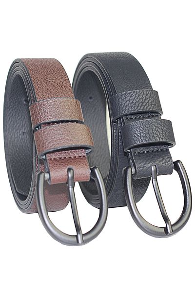 Arkem Coffee-Black 2-Piece Belt Set - Casual and Work Site